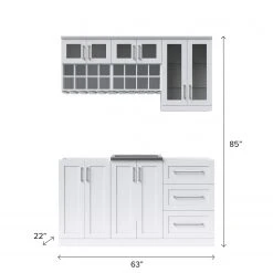 NewAge Products Home Wet Bar 7 Piece Cabinet Set - 21 Inch Home Bar Cabinets