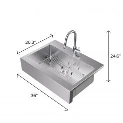 NewAge Products 36 In. Farmhouse Sink With Classic Pull Down Faucet 25 NewAge Products 36 In. Farmhouse Sink With Classic Pull Down Faucet