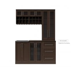 NewAge Products Home Wet Bar 7 Piece Cabinet Set - 21 Inch Home Bar Cabinets