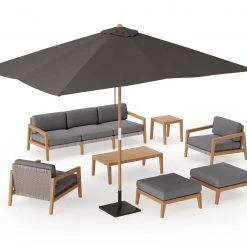 NewAge Products Sofas & Sectionals Lakeside 8 Piece Chat Set With 3-Seater Sofa And Umbrella