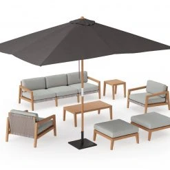 NewAge Products Sofas & Sectionals Lakeside 8 Piece Chat Set With 3-Seater Sofa And Umbrella