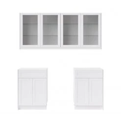 NewAge Products Home Bar Cabinets Home Bar 4 Piece Cabinet Set With Glass Door And Single Drawer Cabinets - 24 Inch