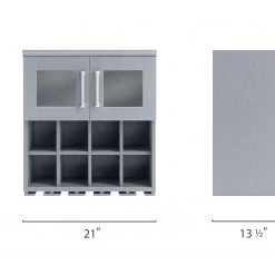 NewAge Products Home Bar Wall Wine Rack Cabinet - 21” Home Bar Cabinets