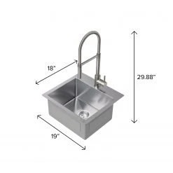 NewAge Products Shop Kitchen Sets 19 In. Overmount Single Bowl Stainless Steel Sink With Flex Pull Down Faucet