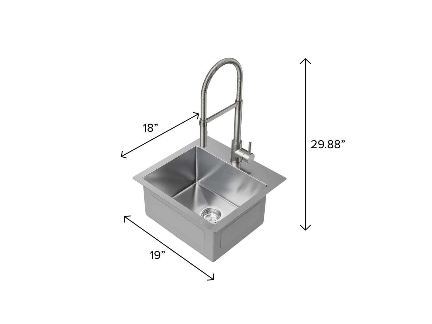 NewAge Products Shop Kitchen Sets 19 In. Overmount Single Bowl Stainless Steel Sink With Flex Pull Down Faucet 2 NewAge Products Shop Kitchen Sets 19 In. Overmount Single Bowl Stainless Steel Sink With Flex Pull Down Faucet