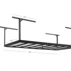 NewAge Products VersaRac Pro 4 Ft. X 8 Ft. Height-Adjustable Overhead Rack In Black Garage Storage