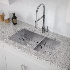 NewAge Products 30.35 In. Undermount Double Bowl Stainless Steel Sink With Flex Pull Down Faucet 26 NewAge Products 30.35 In. Undermount Double Bowl Stainless Steel Sink With Flex Pull Down Faucet