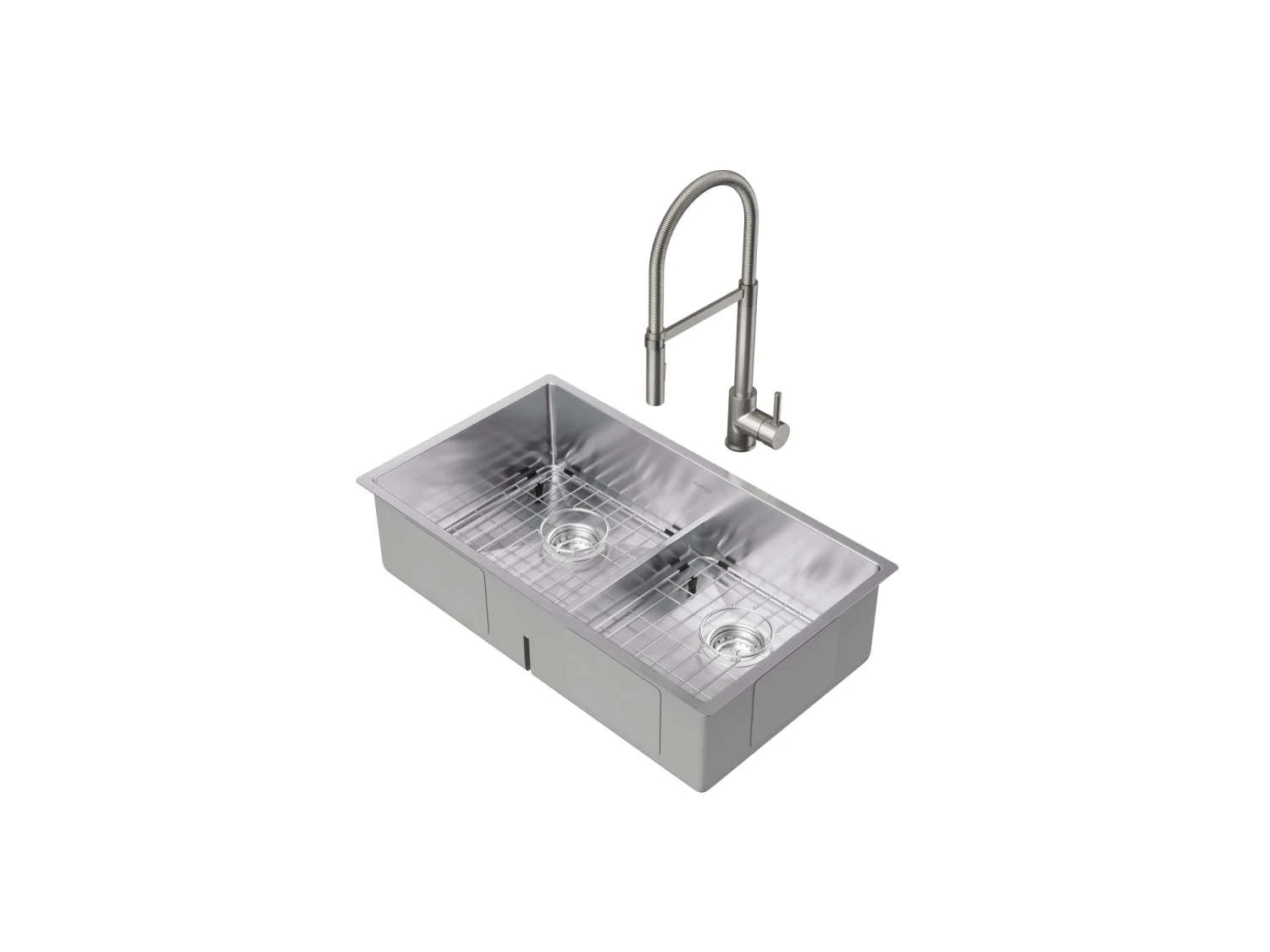 NewAge Products 30.35 In. Undermount Double Bowl Stainless Steel Sink With Flex Pull Down Faucet 1 NewAge Products 30.35 In. Undermount Double Bowl Stainless Steel Sink With Flex Pull Down Faucet
