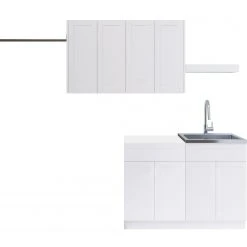 NewAge Products Home Laundry Room 7 Piece Cabinet Set With Single Drawer Cabinet, Sink, Faucet And Shelf Laundry Room Cabinets