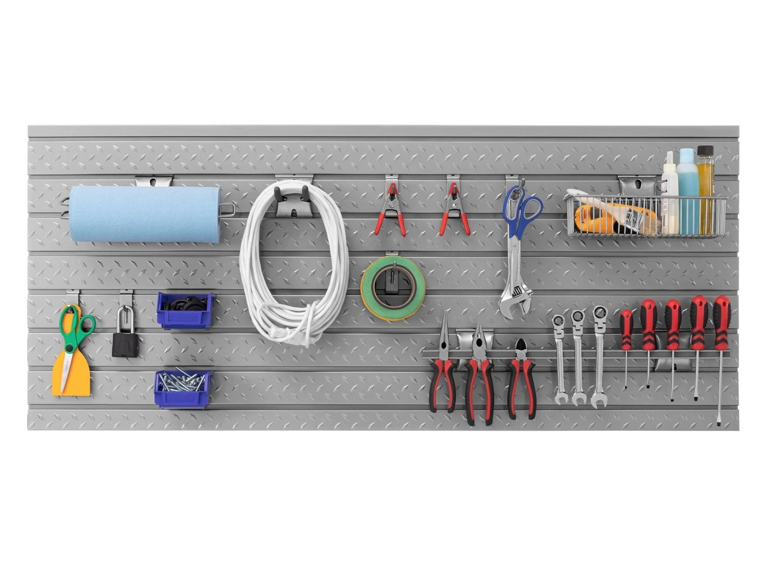 NewAge Products 2 X Pro Series 56 In. Diamond Plate Slatwall Backsplash Wall Organization 3 NewAge Products 2 X Pro Series 56 In. Diamond Plate Slatwall Backsplash Wall Organization