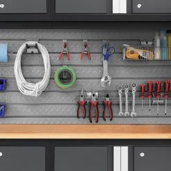 None Pro Series 84 In. Diamond Plate Slatwall Backsplash Garage Storage