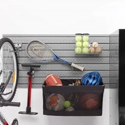 NewAge Products Pro Series 84 In. Diamond Plate Silver Slatwall Backsplash (2-Pack) And 40-Piece Accessory Kit