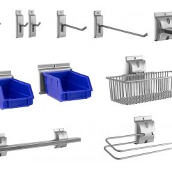 NewAge Products Garage Storage PVC Slatwall 12-Piece Accessory Kit