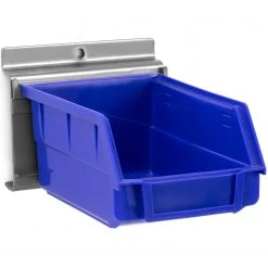 NewAge Products Garage Storage PVC Slatwall Blue Parts Bins With Parts Bins Support (Pack Of 4)