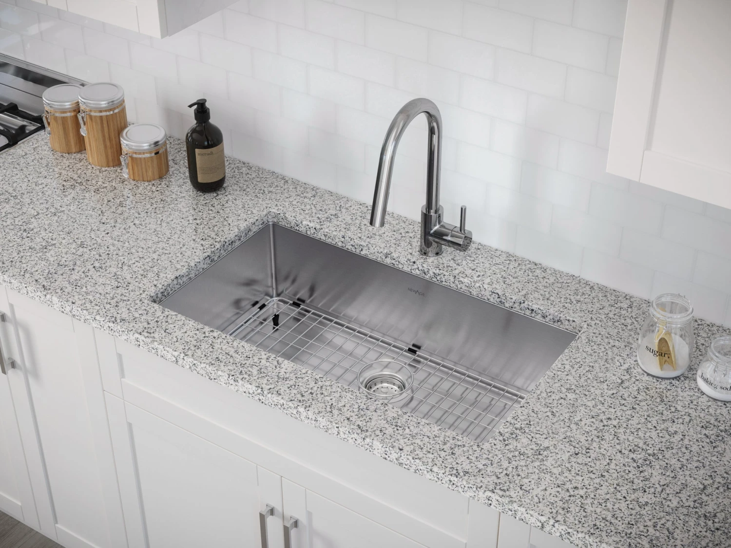 NewAge Products Shop Kitchen Sets 32 In. Undermount Single Bowl Stainless Steel Sink With Classic Pull Down Faucet 11 NewAge Products Shop Kitchen Sets 32 In. Undermount Single Bowl Stainless Steel Sink With Classic Pull Down Faucet