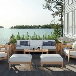 NewAge Products Patio Furniture Lakeside 6 Seater Chat Set With Coffee Table And Side Table