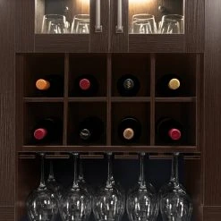 NewAge Products Home Bar Wall Wine Rack Cabinet - 21” Home Bar Cabinets