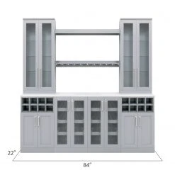 NewAge Products Home Bar Gray 9 Piece Cabinet Set - 21 Inch
