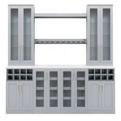 NewAge Products Home Bar Gray 9 Piece Cabinet Set - 21 Inch