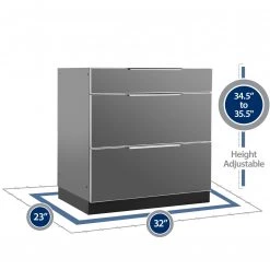None Outdoor Kitchen Aluminum 3-Drawer Cabinet