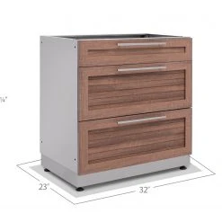 None Outdoor Kitchen Stainless Steel 3-Drawer Cabinet