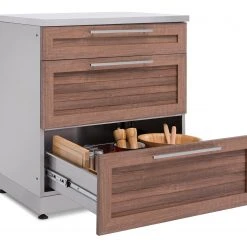 None Outdoor Kitchen Stainless Steel 3-Drawer Cabinet