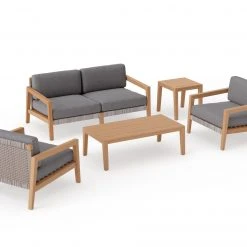 NewAge Products Lakeside 4 Seater Chat Set With Coffee Table And Side Table