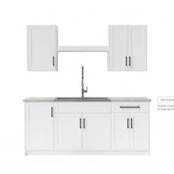 NewAge Products Home Laundry Room 8 Piece Cabinet Set With Single Drawer Cabinet, Sink, Faucet And Shelf Laundry Room Cabinets