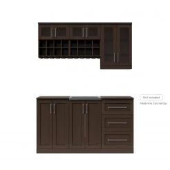 NewAge Products Home Wet Bar 7 Piece Cabinet Set - 21 Inch Home Bar Cabinets