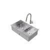 NewAge Products Shop Kitchen Sets 30.35 In. Undermount Double Bowl Stainless Steel Sink With Classic Pull Down Faucet