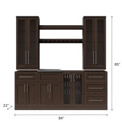 NewAge Products Home Wet Bar 9 Piece Cabinet Set - 21 Inch