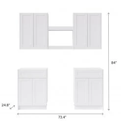 NewAge Products Home Bar 6 Piece Cabinet Set With Single Drawer Cabinets And Shelves - 24 Inch