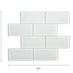 NewAge Products Kitchen Backsplash SUPER WHITE Glass Subway Tile Backsplash (11 Sq.ft. / Box)