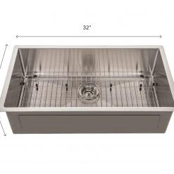 NewAge Products Kitchen Sinks 32 In. Undermount Single Bowl Stainless Steel Sink