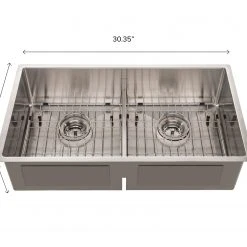 NewAge Products Kitchen Sinks 30.35 In. Undermount Double Bowl Stainless Steel Sink
