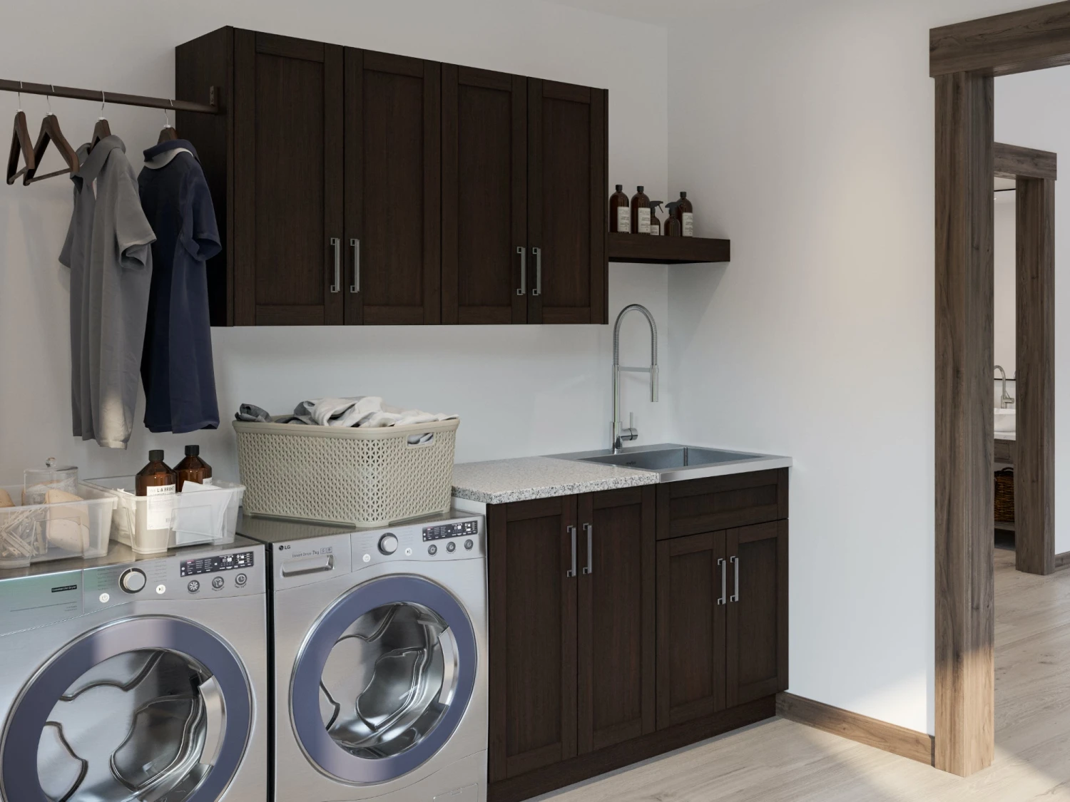 NewAge Products Laundry Room Cabinets Pull Out Hamper Basket 3 NewAge Products Laundry Room Cabinets Pull Out Hamper Basket