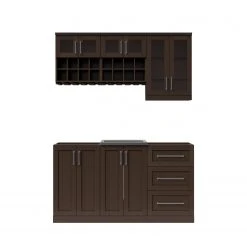 NewAge Products Home Wet Bar 7 Piece Cabinet Set - 21 Inch Home Bar Cabinets