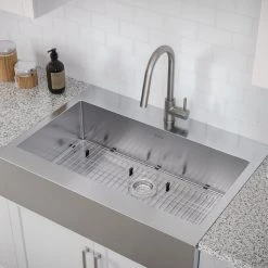 NewAge Products 36 In. Farmhouse Sink With Classic Pull Down Faucet 18 NewAge Products 36 In. Farmhouse Sink With Classic Pull Down Faucet