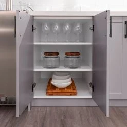 NewAge Products Home Bar 6 Piece Cabinet Set With Single Drawer Cabinets And Shelves - 24 Inch