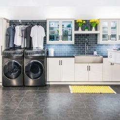 NewAge Products Home Laundry Room 11 Piece Cabinet Set With Centered Shelf, Sink And Faucet Laundry Room Cabinets