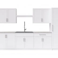 NewAge Products Home Laundry Room 11 Piece Cabinet Set With Centered Shelf, Sink And Faucet Laundry Room Cabinets