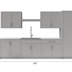 NewAge Products Home Laundry Room 11 Piece Cabinet Set With Centered Shelf, Sink And Faucet Laundry Room Cabinets