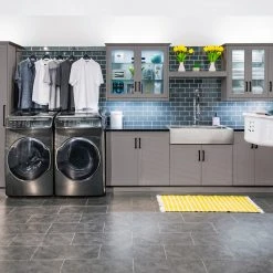 NewAge Products Home Laundry Room 11 Piece Cabinet Set With Centered Shelf, Sink And Faucet Laundry Room Cabinets