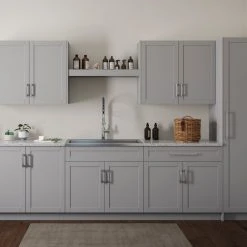 NewAge Products Home Laundry Room 11 Piece Cabinet Set With Centered Shelf, Sink And Faucet Laundry Room Cabinets