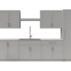NewAge Products Home Laundry Room 11 Piece Cabinet Set With Centered Shelf, Sink And Faucet Laundry Room Cabinets