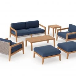 NewAge Products Patio Furniture Lakeside 6 Seater Chat Set With Coffee Table And Side Table