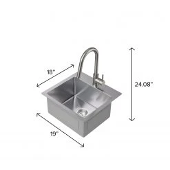 NewAge Products Shop Kitchen Sets 19 In. Overmount Single Bowl Stainless Steel Sink With Classic Pull Down Faucet