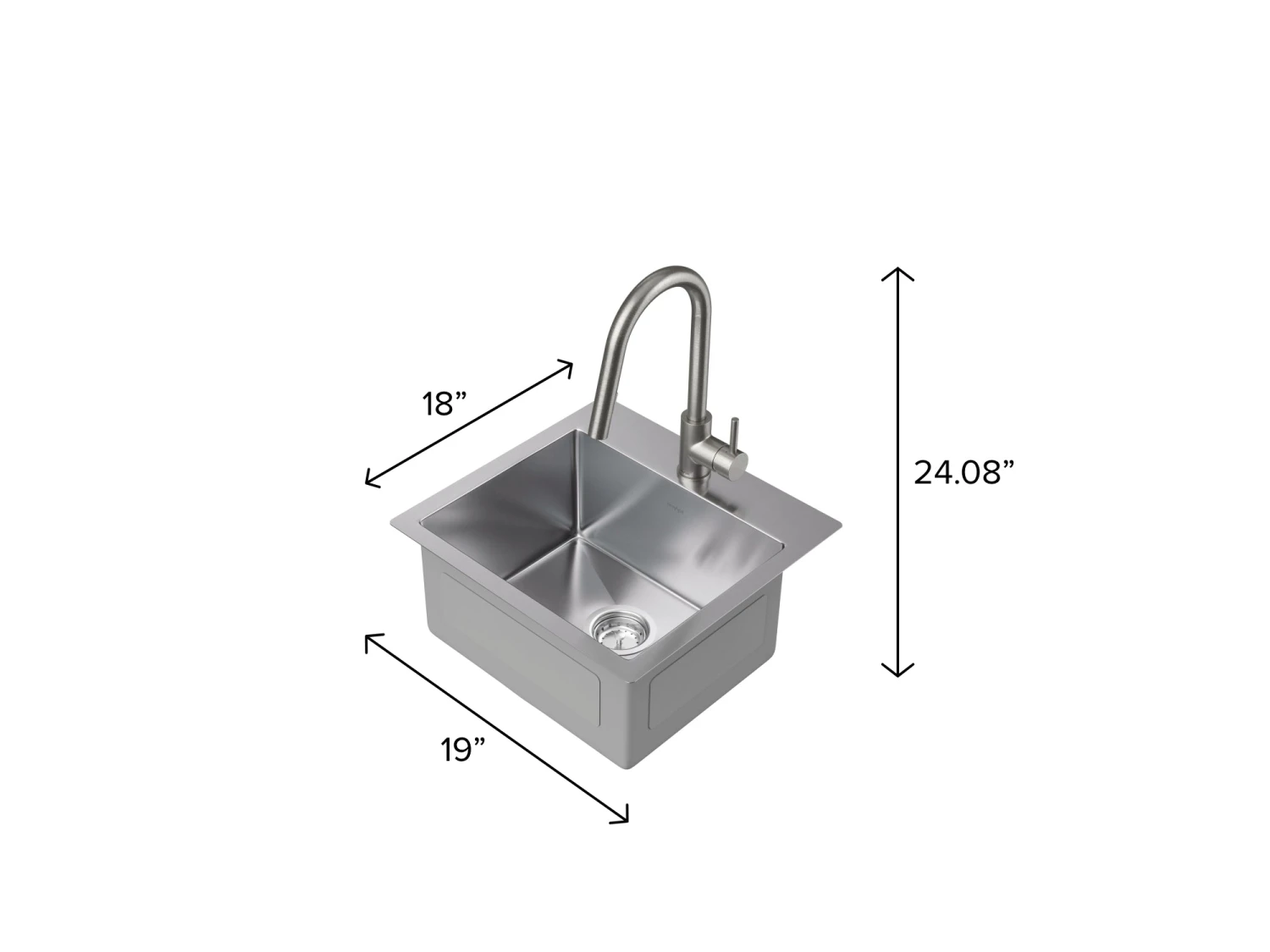 NewAge Products Shop Kitchen Sets 19 In. Overmount Single Bowl Stainless Steel Sink With Classic Pull Down Faucet 2 NewAge Products Shop Kitchen Sets 19 In. Overmount Single Bowl Stainless Steel Sink With Classic Pull Down Faucet