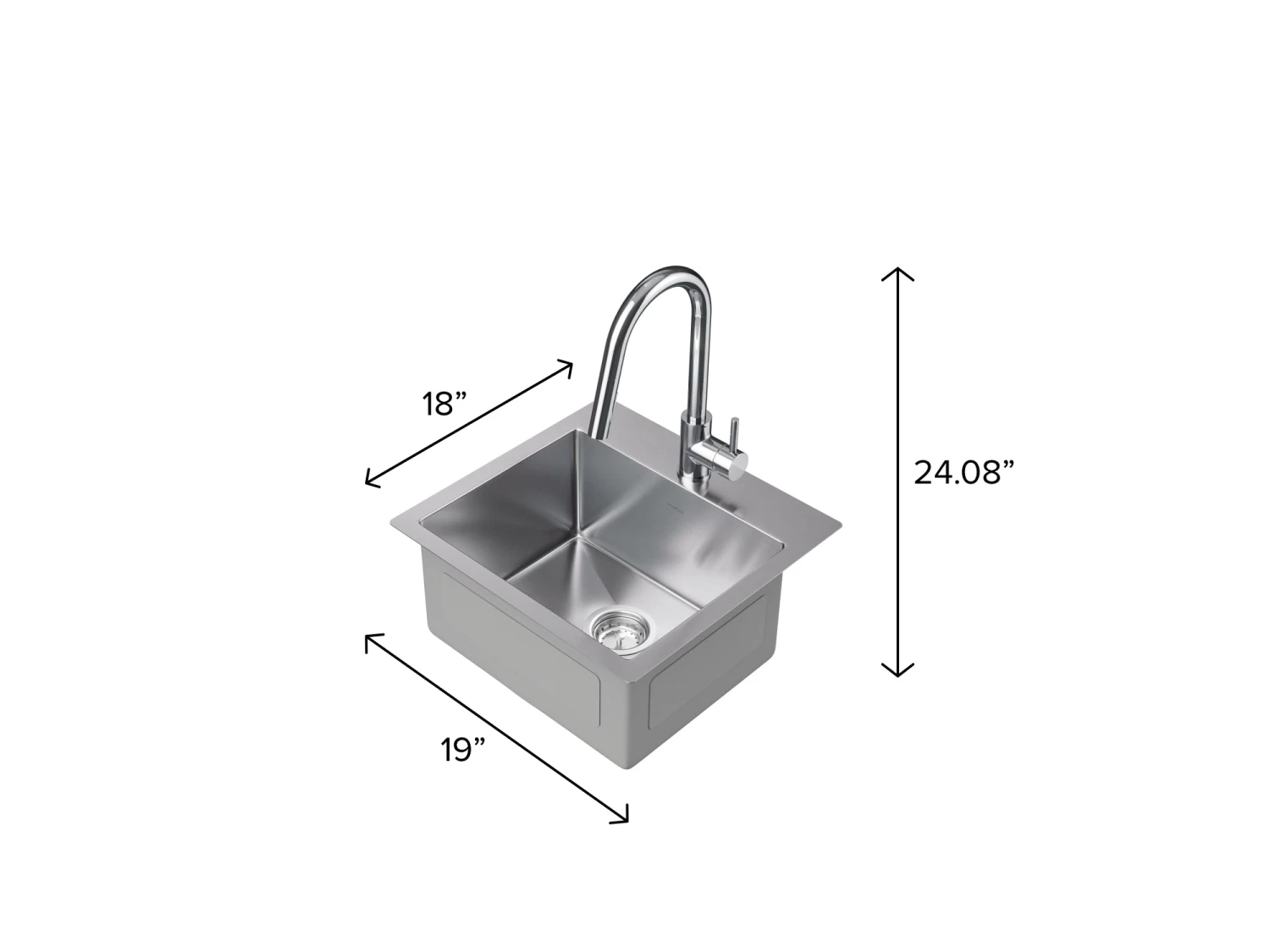 NewAge Products Shop Kitchen Sets 19 In. Overmount Single Bowl Stainless Steel Sink With Classic Pull Down Faucet 10 NewAge Products Shop Kitchen Sets 19 In. Overmount Single Bowl Stainless Steel Sink With Classic Pull Down Faucet