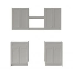 NewAge Products Home Bar 6 Piece Cabinet Set With Single Drawer Cabinets And Shelves - 24 Inch